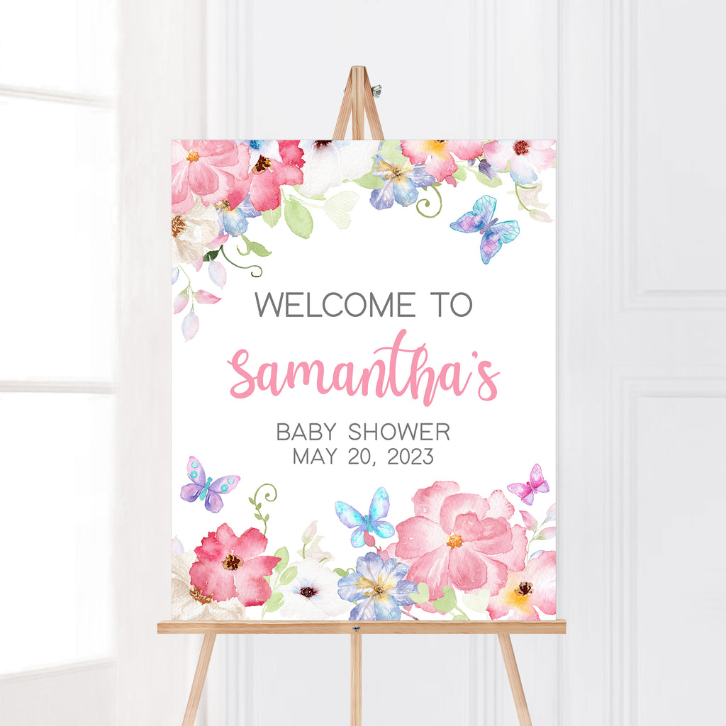 Butterfly Baby Shower Welcome Sign