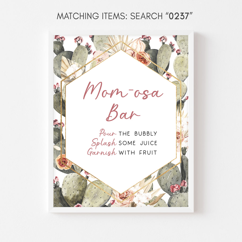 Oh Baby Cactus Baby Shower Mom Osa Bar Sign
