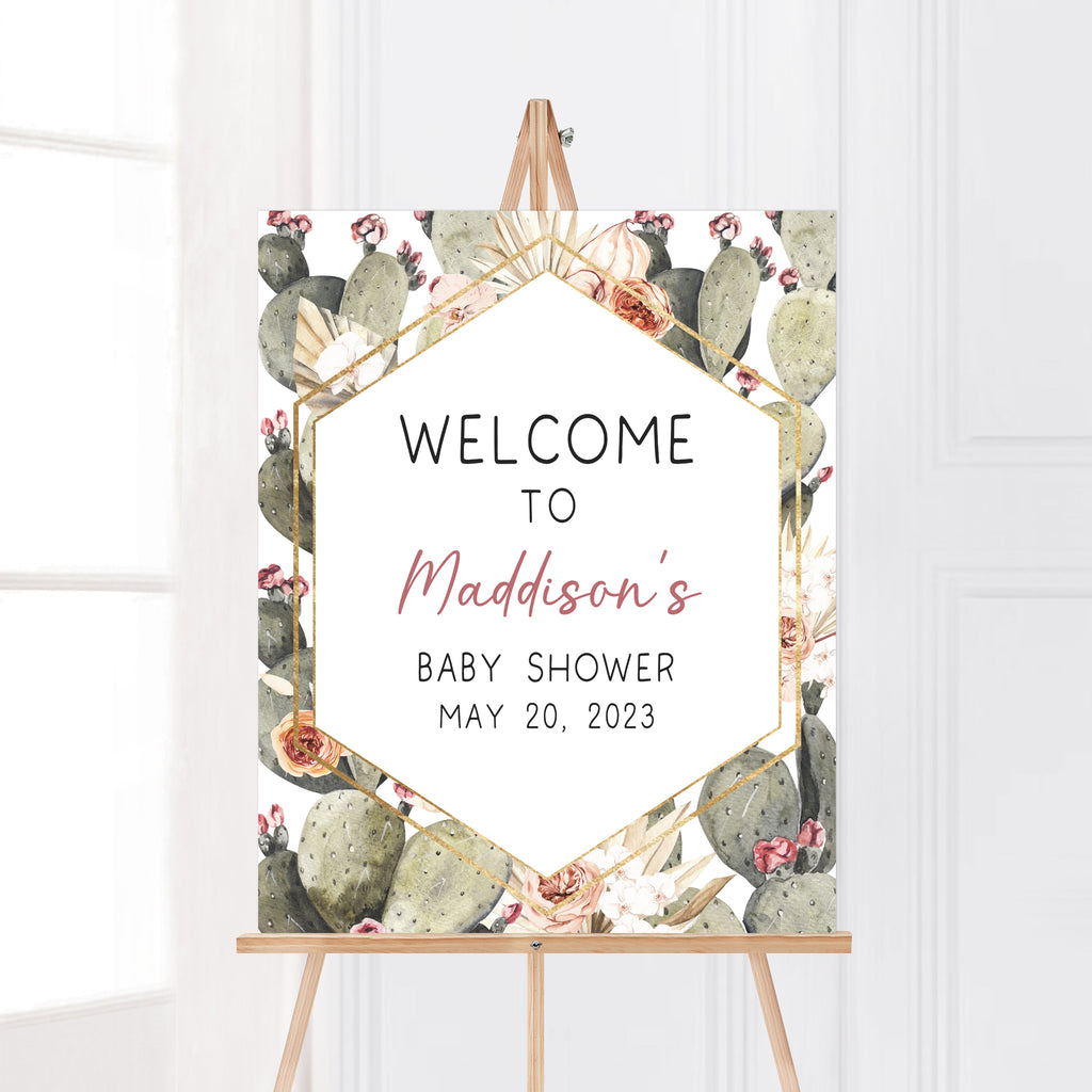 Oh Baby Cactus Baby Shower Welcome Sign