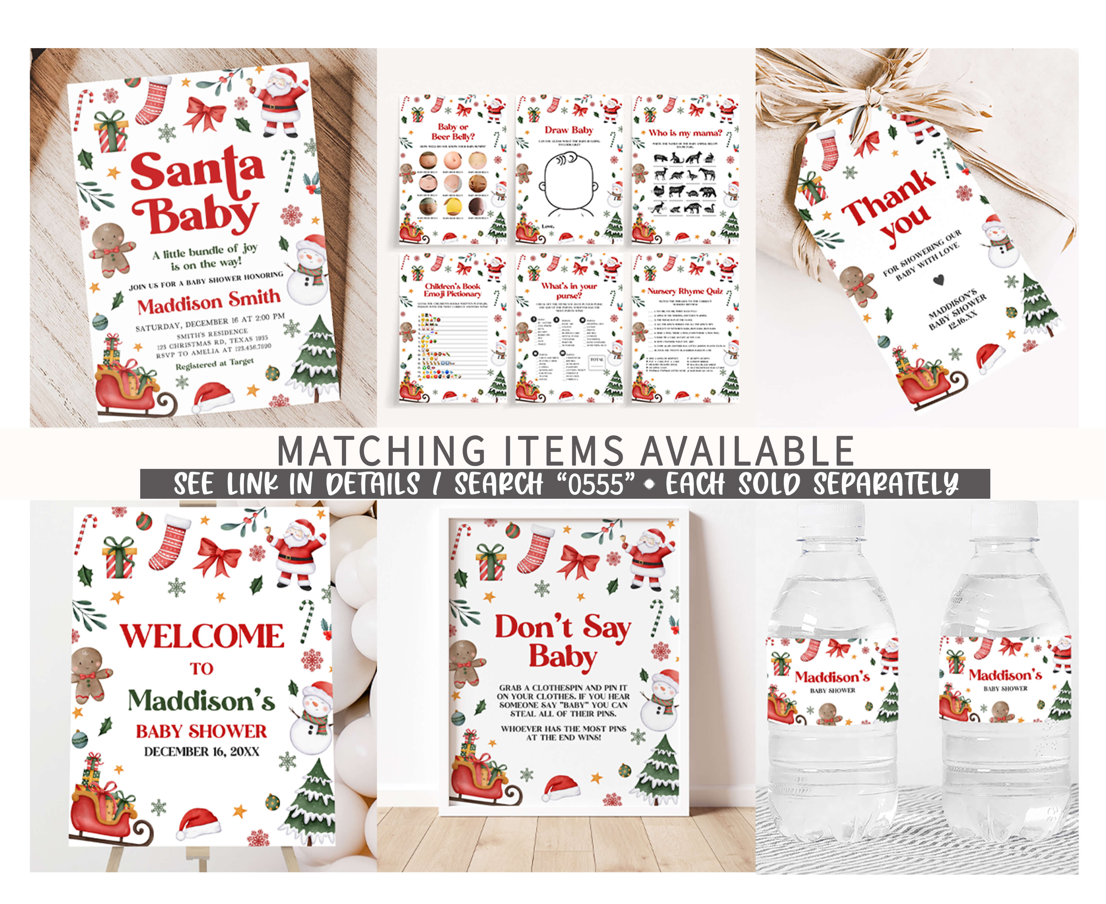 Editable Santa Baby Baby Shower Welcome Sign – Cuddle Palette