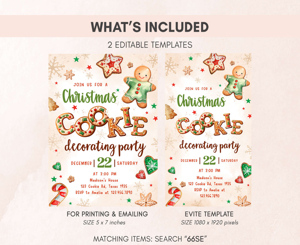 Cute gingerbread man holiday party printable card