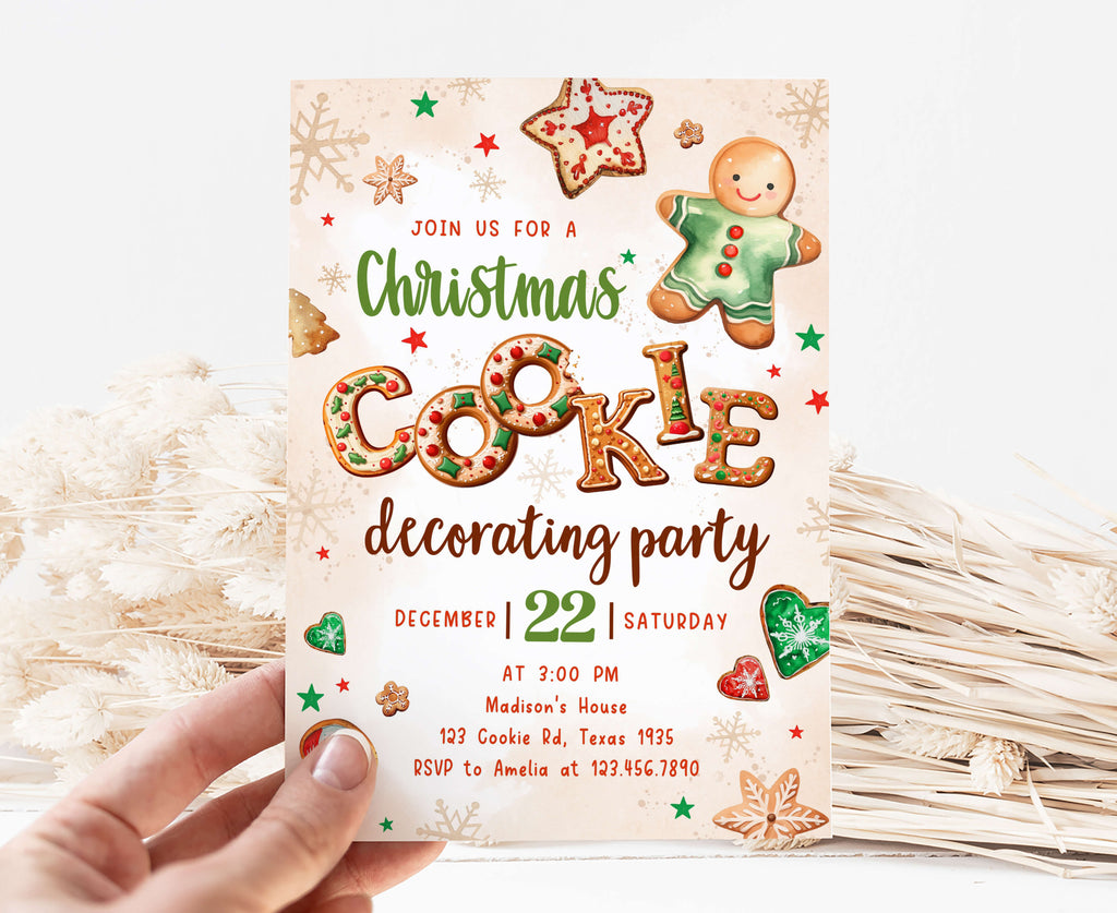 Christmas cookie decorating party printable invitation