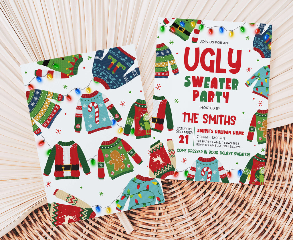 Editable holiday sweater party digital download
