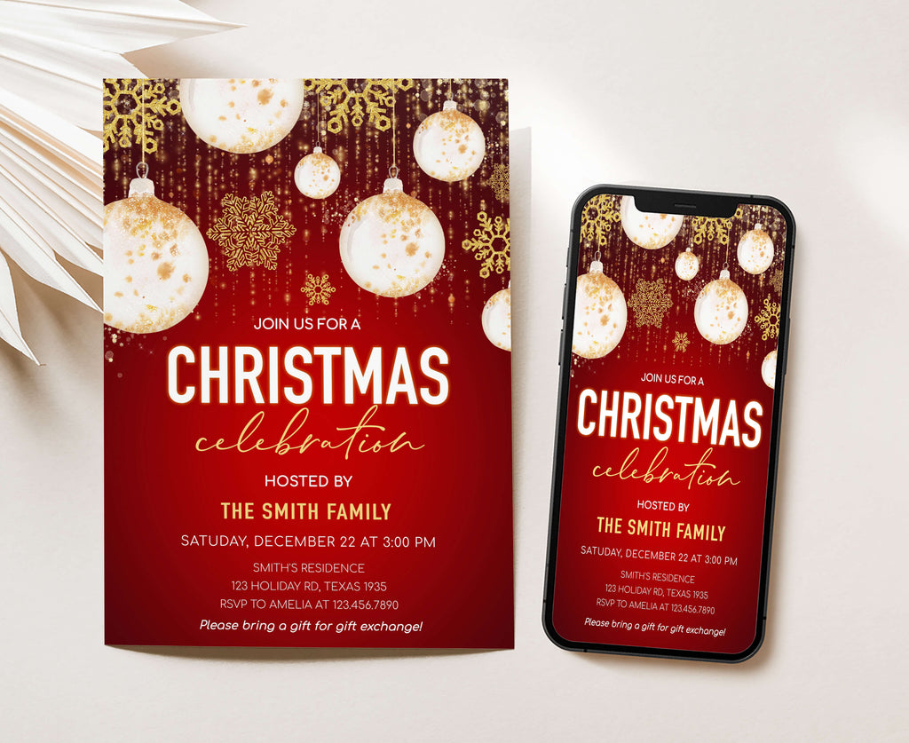 Printable Christmas celebration card for family gatherings and events