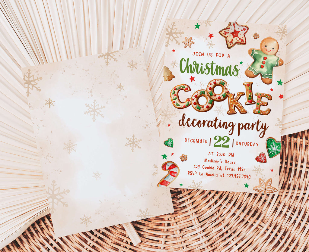Holiday baking party invite with gingerbread design