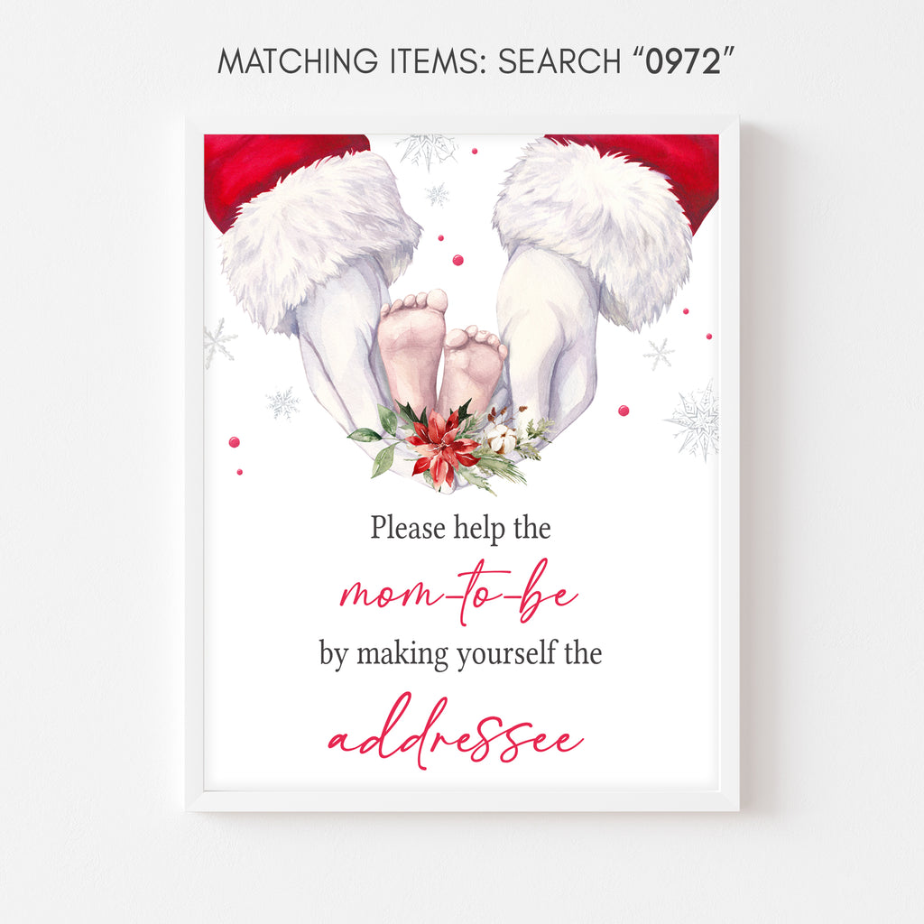 Holiday baby shower envelope station sign, Christmas themed gender neutral printable decor