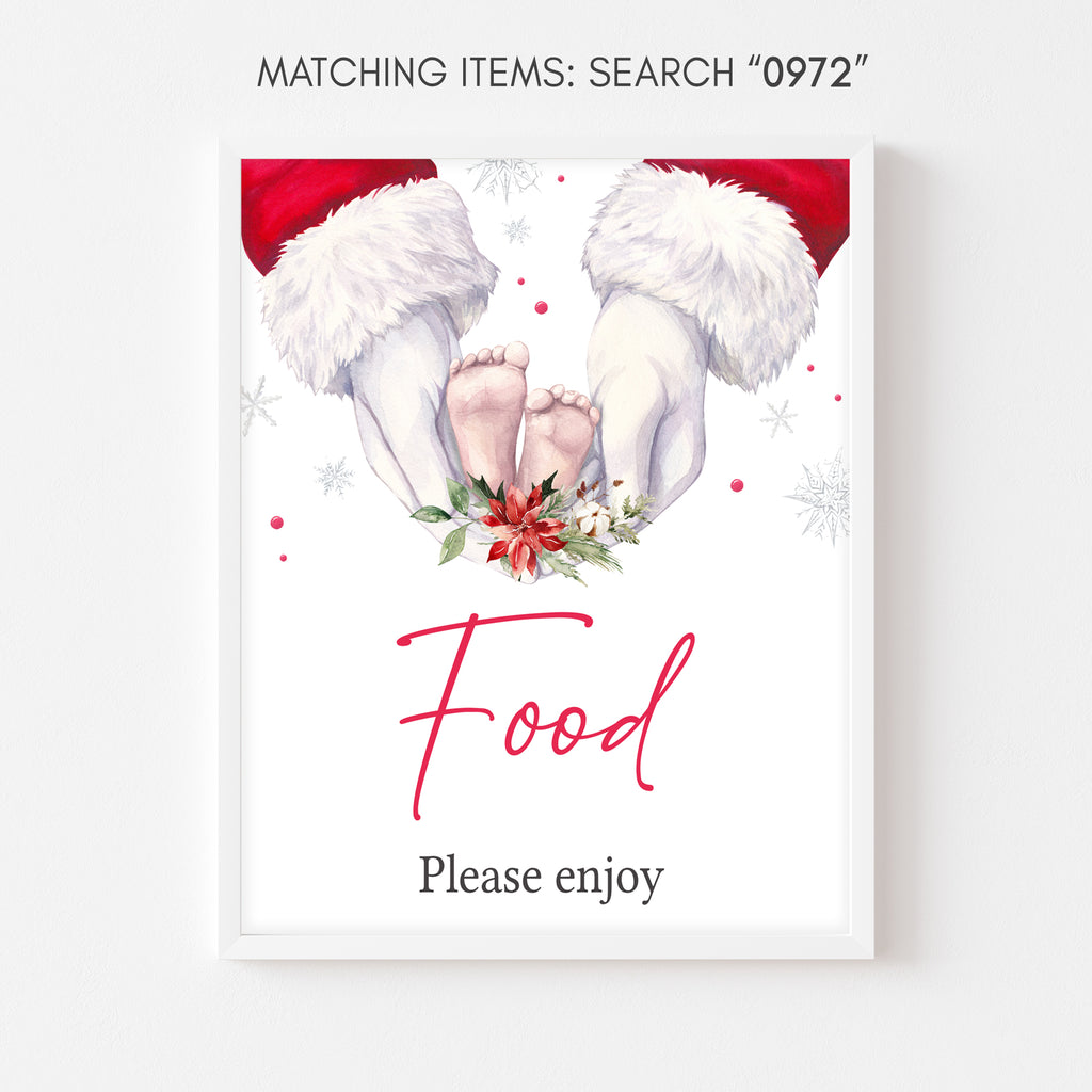 Holiday baby shower food sign, Christmas printable buffet table decor, gender neutral party design