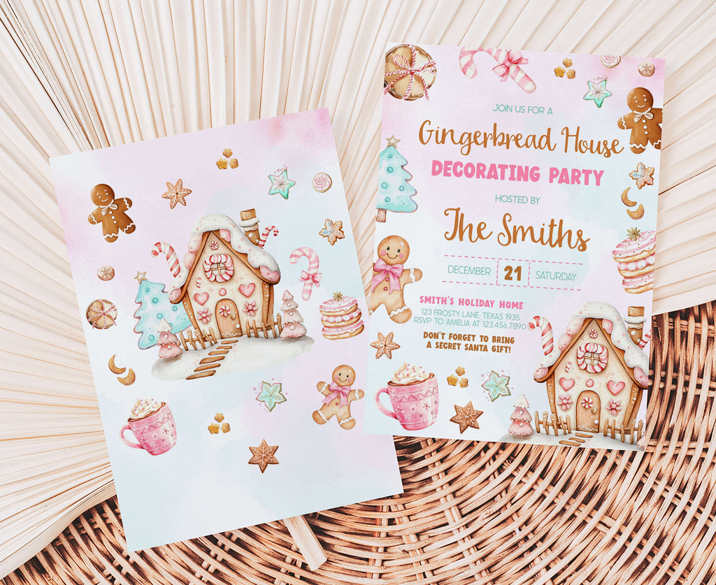 Editable holiday cookie decorating invitation for Christmas party
