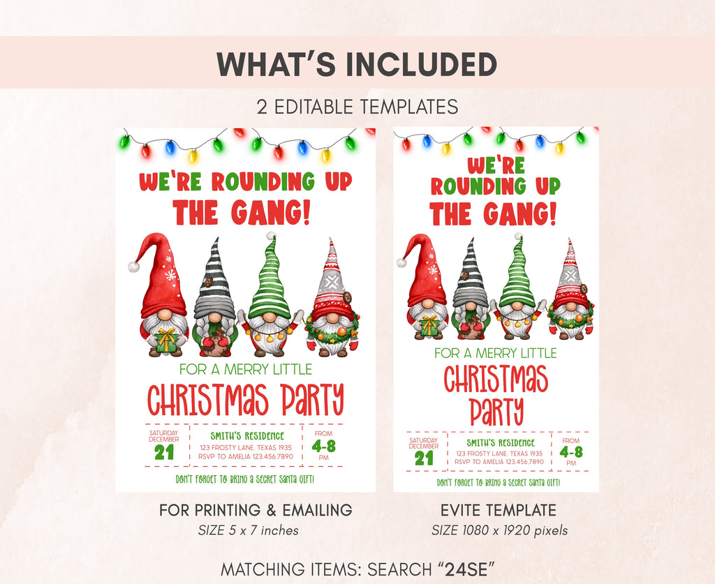 Scandinavian gnome Christmas card template for holiday gatherings