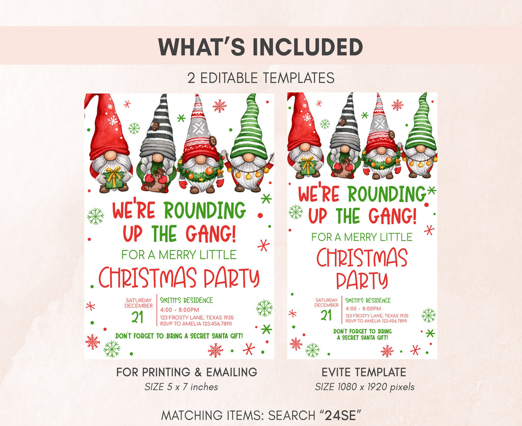 Secret Santa gift exchange Christmas party invitation