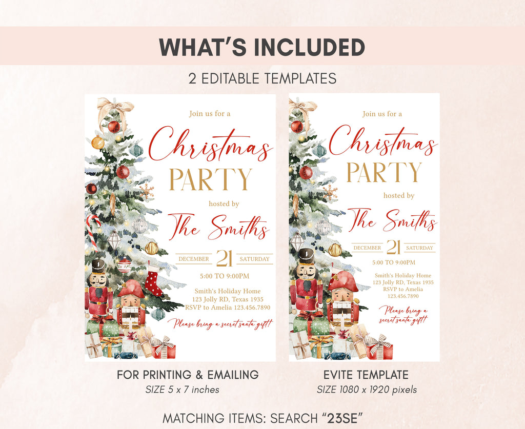 Secret Santa holiday invitation card download