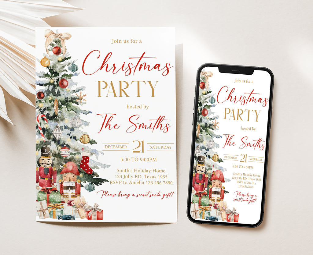 Watercolor festive party invitation for families