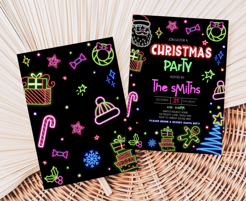 Modern digital Christmas invitation card for parties