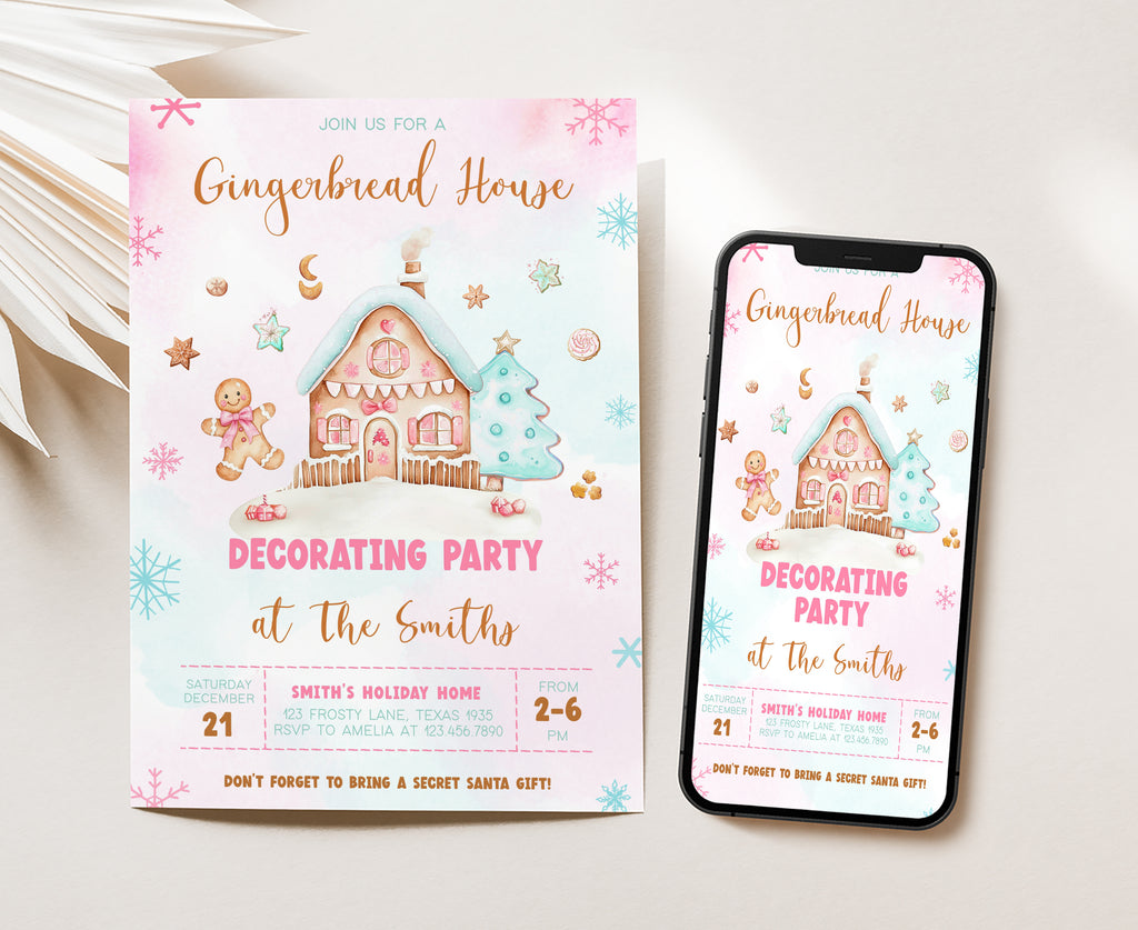 Editable holiday cookie decorating invitation for family Christmas party