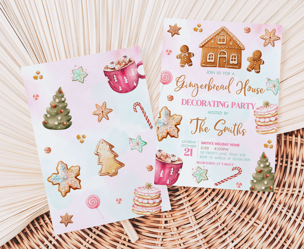 Holiday cookie exchange and gingerbread party invite template