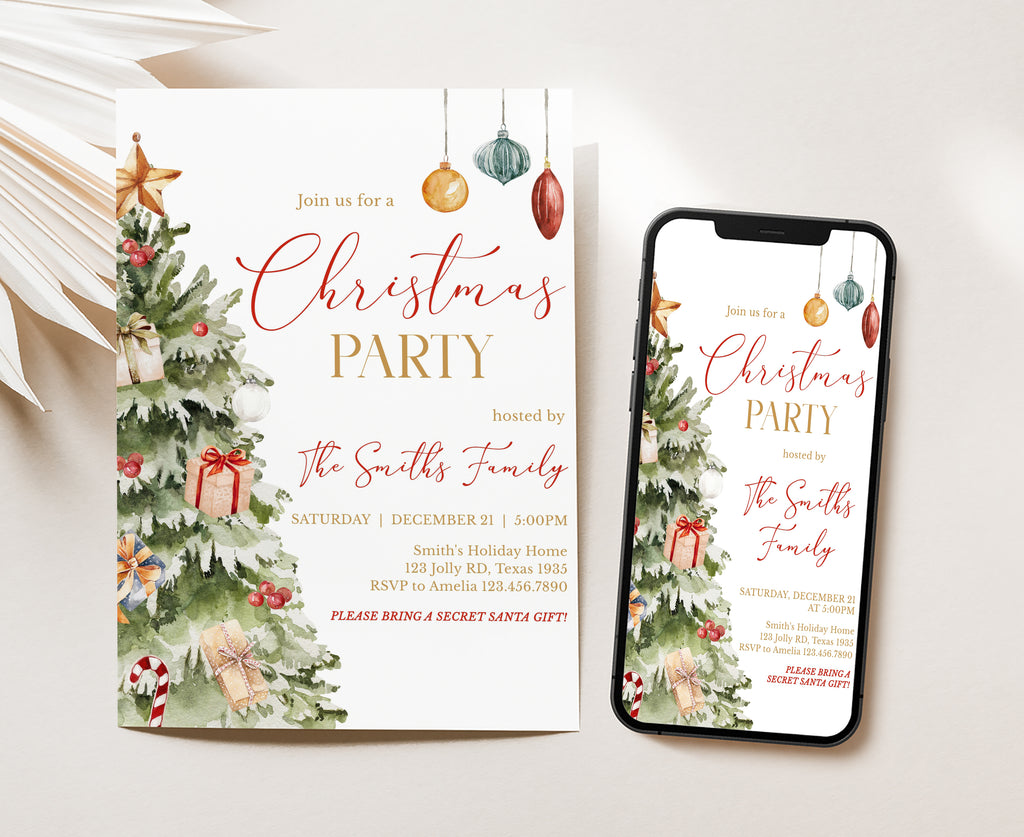 Family holiday party invitation for seasonal gatherings