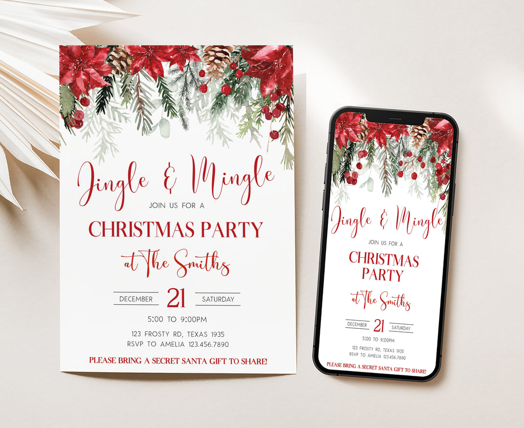 Customizable Secret Santa Christmas party card template
