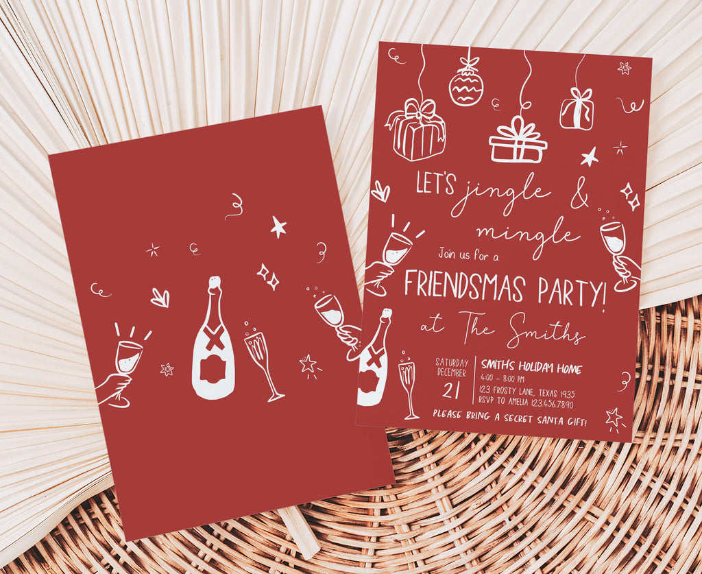 Printable Friendsmas holiday invitation template