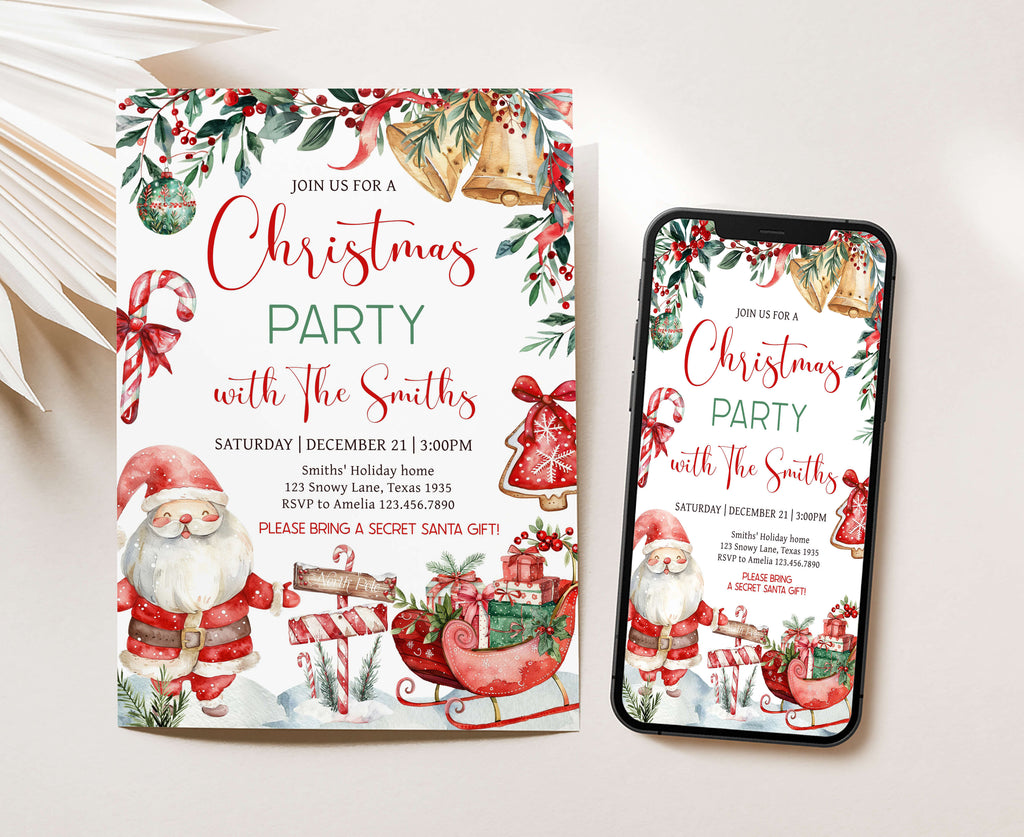 personalized Secret Santa holiday party invitation