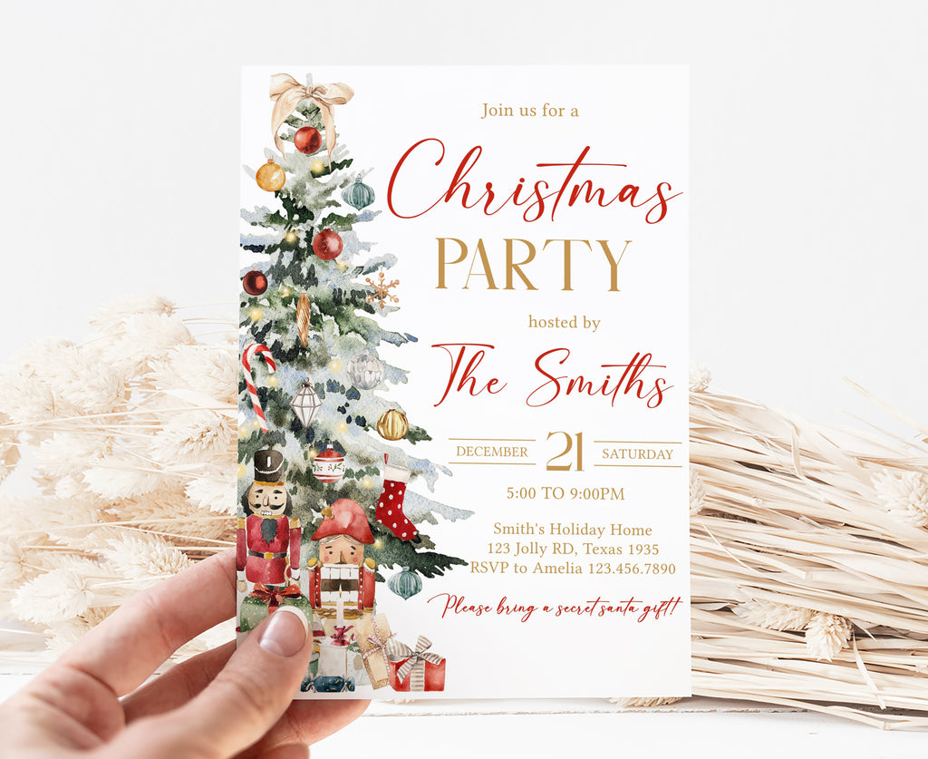 Printable Christmas party invitation template