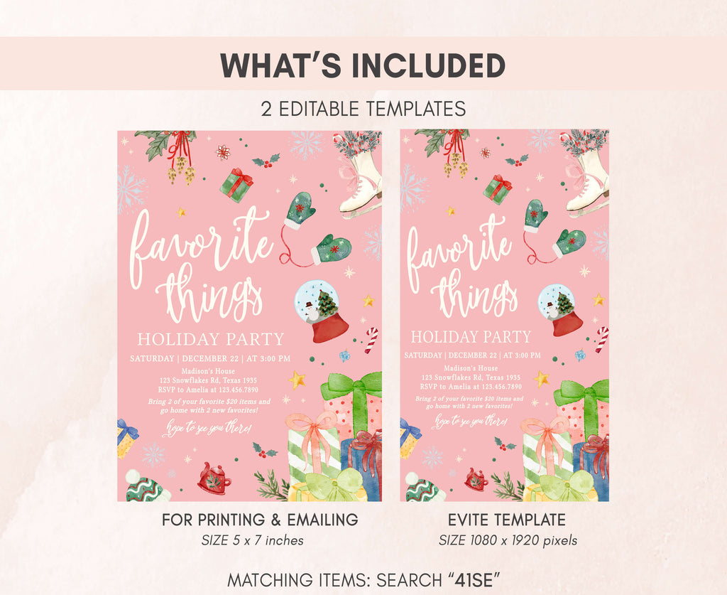 Editable holiday gift exchange party invitation design