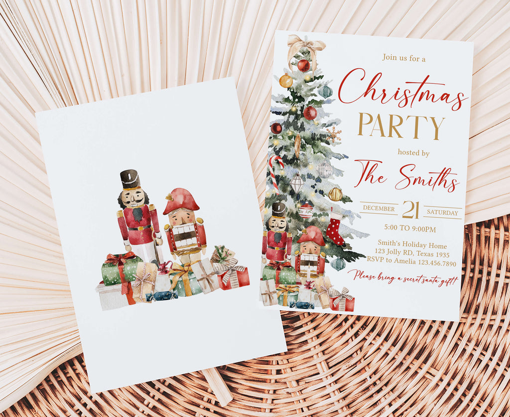 Elegant holiday invitation with Christmas tree design