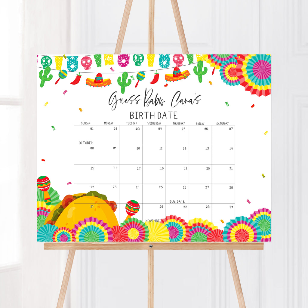 Taco Bout A Baby Baby Shower Due Date Calendar