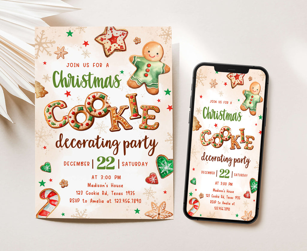 Festive cookie exchange Christmas invitation template