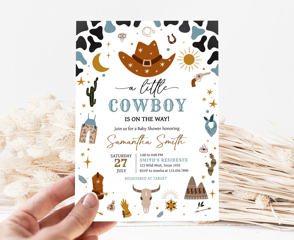 Printable Invitation for Blue Rodeo Baby Shower Theme