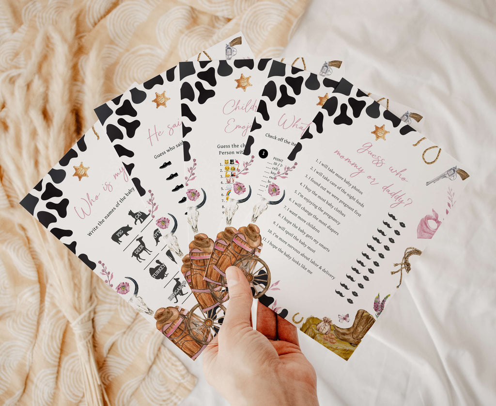 Printable Cowgirl Baby Shower Games Bundle