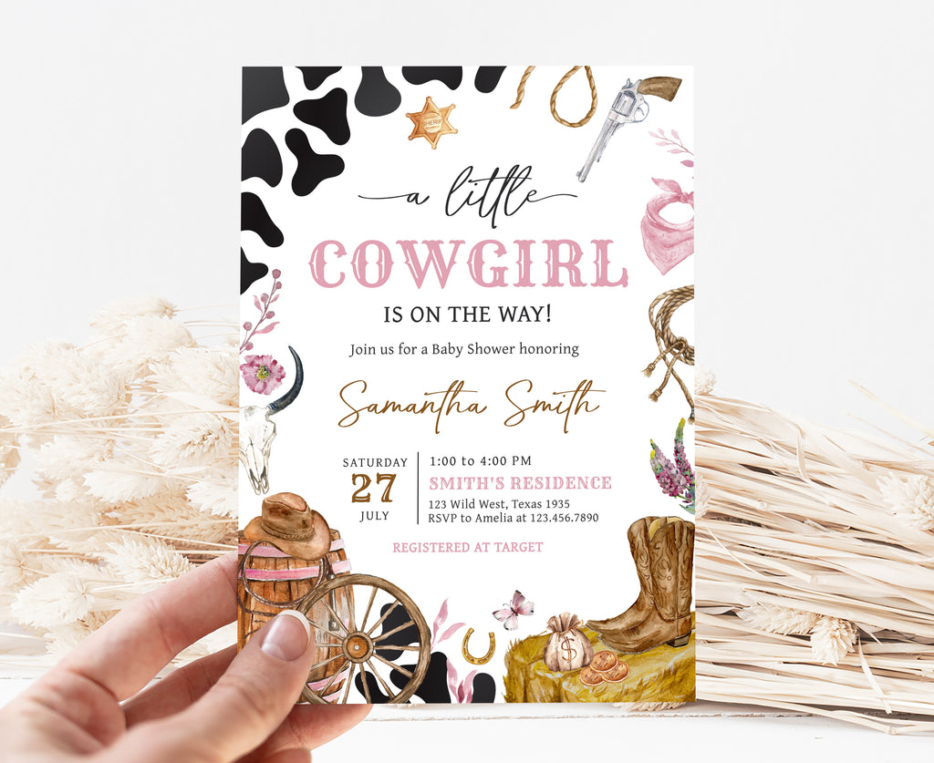 Cowgirl Theme Baby Shower Invite