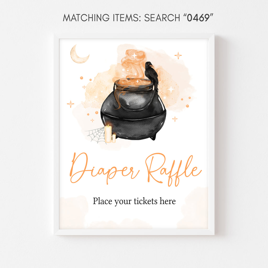 Halloween baby shower diaper raffle sign – A Baby is Brewing witch cauldron fall decor