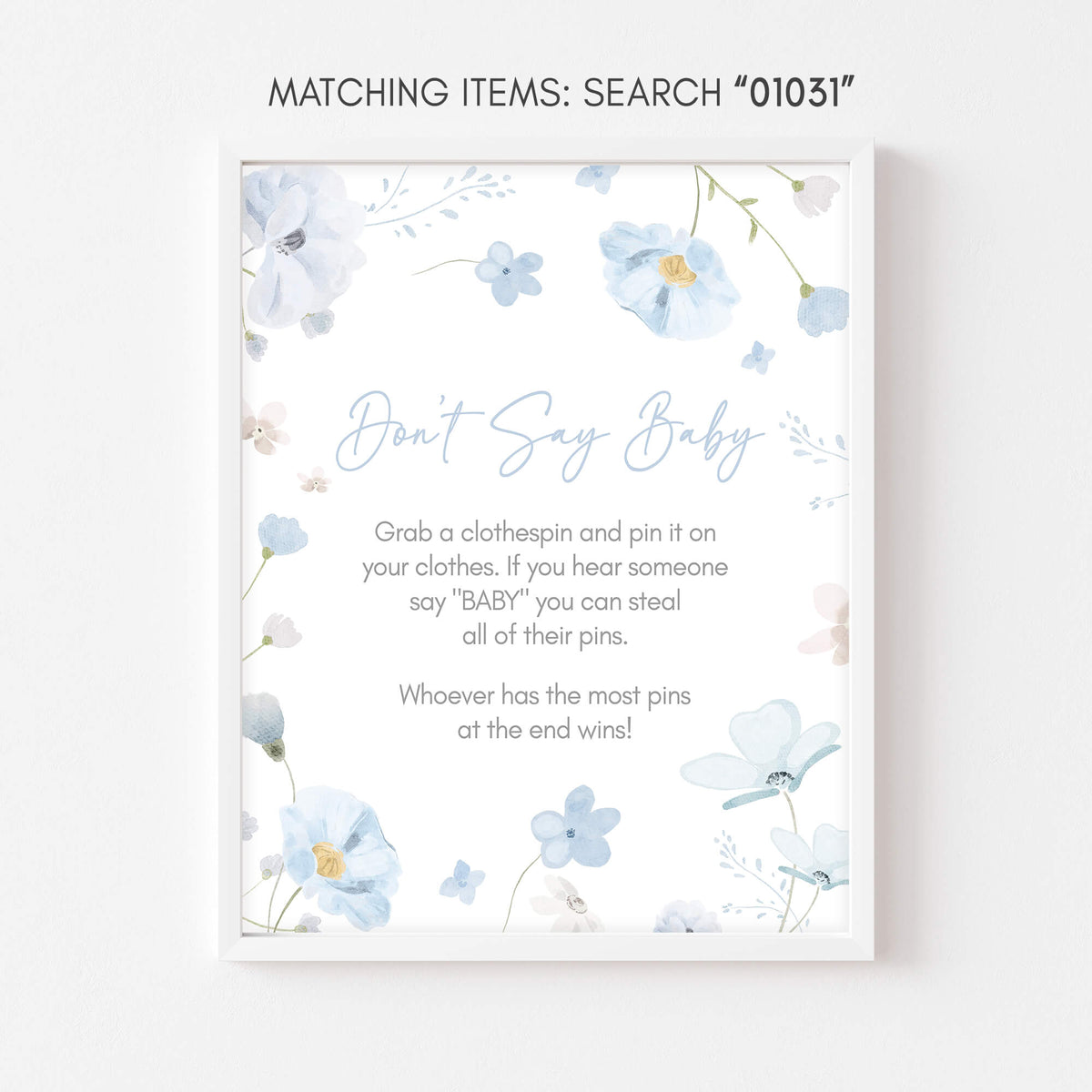 Boy Spring Floral Baby Shower Don't Say Baby Sign – Cuddle Palette