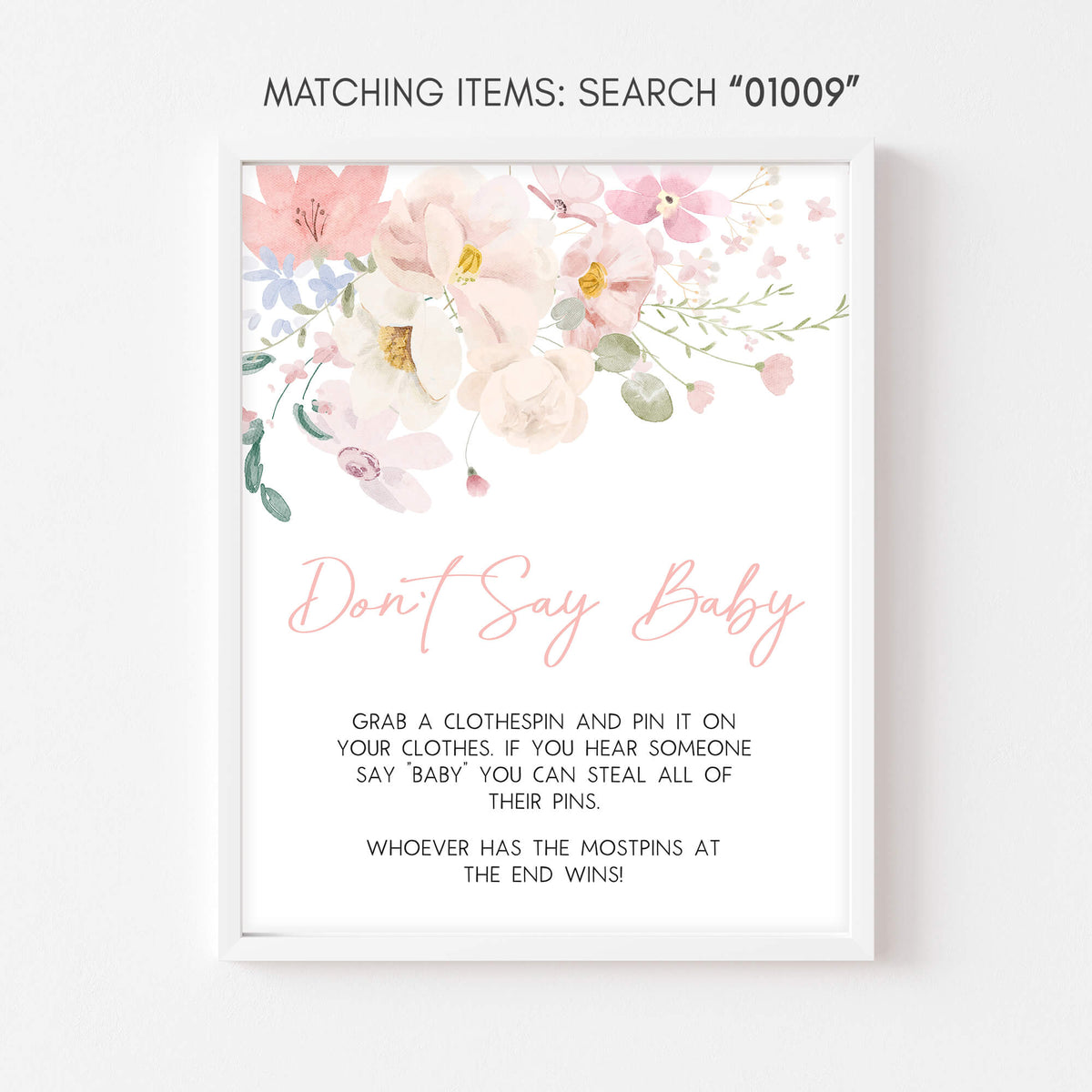 Pastel Baby in Bloom Baby Shower Don't Say Baby Sign – Cuddle Palette