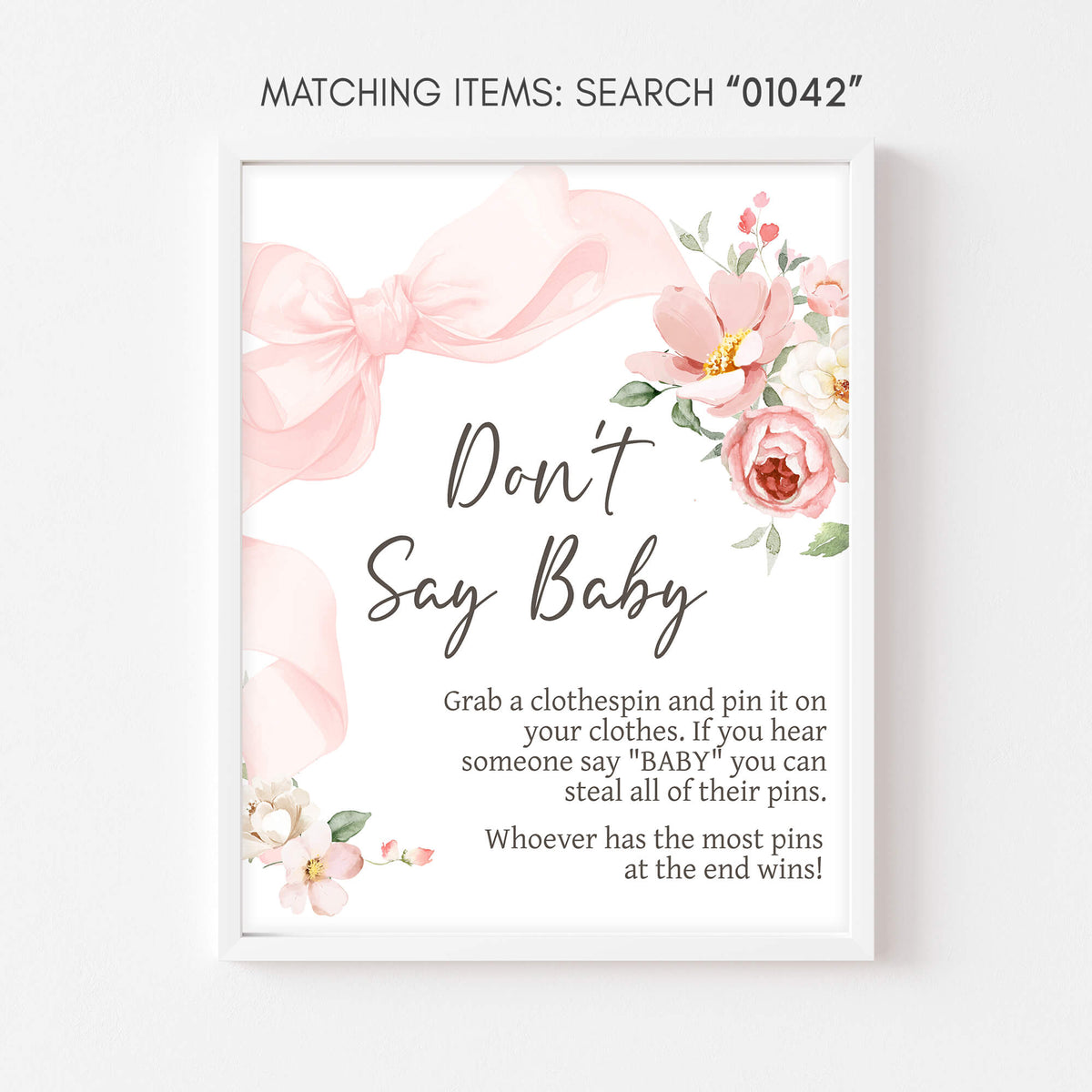 Spring Floral Bow Baby Shower Don't Say Baby Sign – Cuddle Palette
