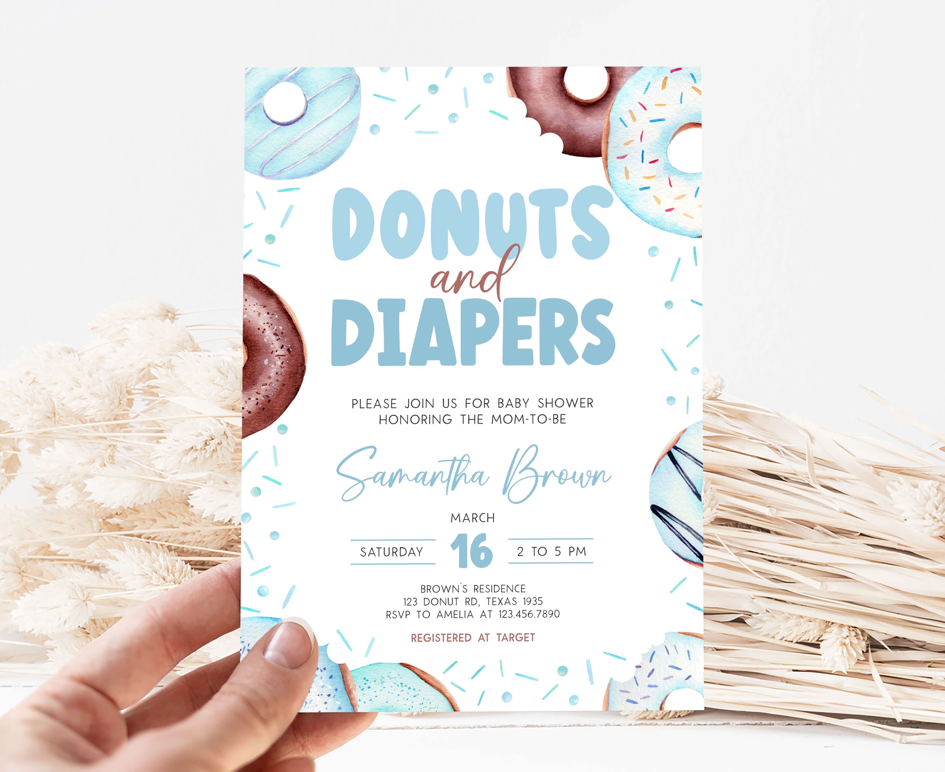 Editable Donuts and Diapers Baby Shower Invitation Cuddle Palette