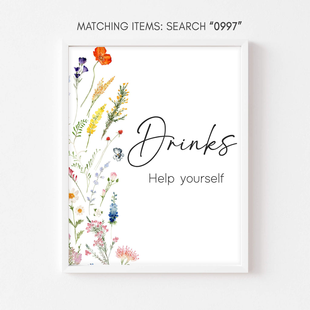 Spring floral drinks sign for baby girl baby shower beverage station