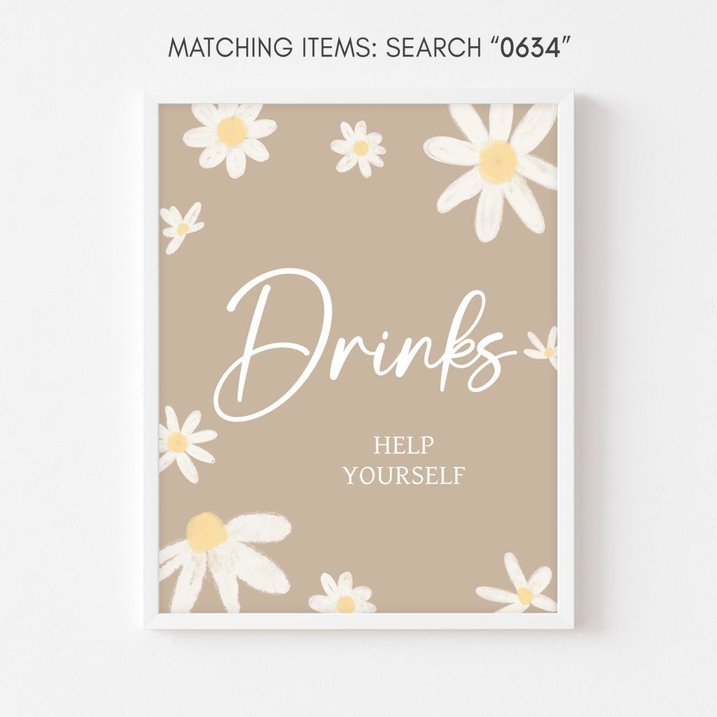 Floral Daisy Baby Shower Drinks Sign