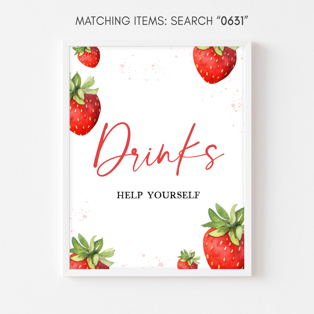 Strawberry Baby Shower Drinks Sign