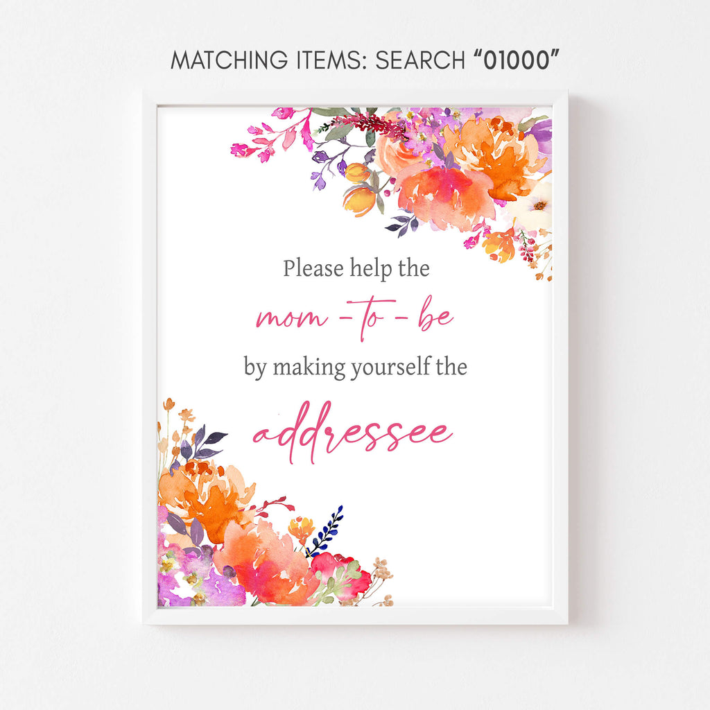 Spring floral baby girl envelope station sign for baby shower, matching printable