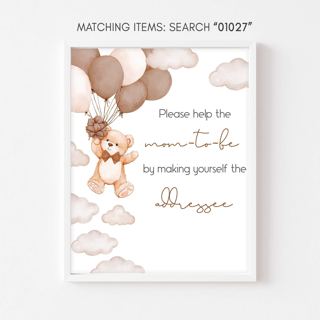 Brown Bear Baby Shower Envelope Station Sign – Cuddle Palette