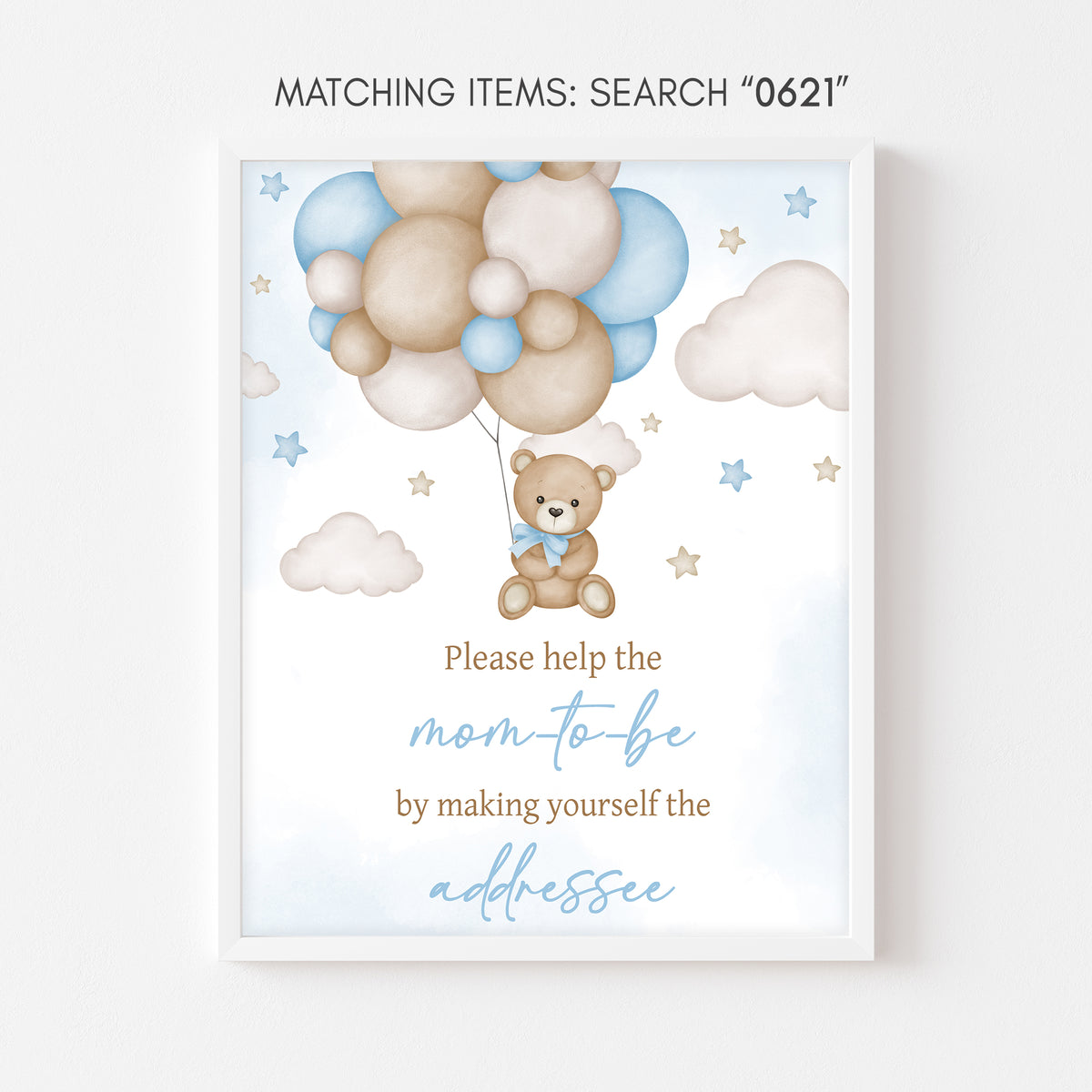 Blue Bear Baby Shower Envelope Station Sign – Cuddle Palette