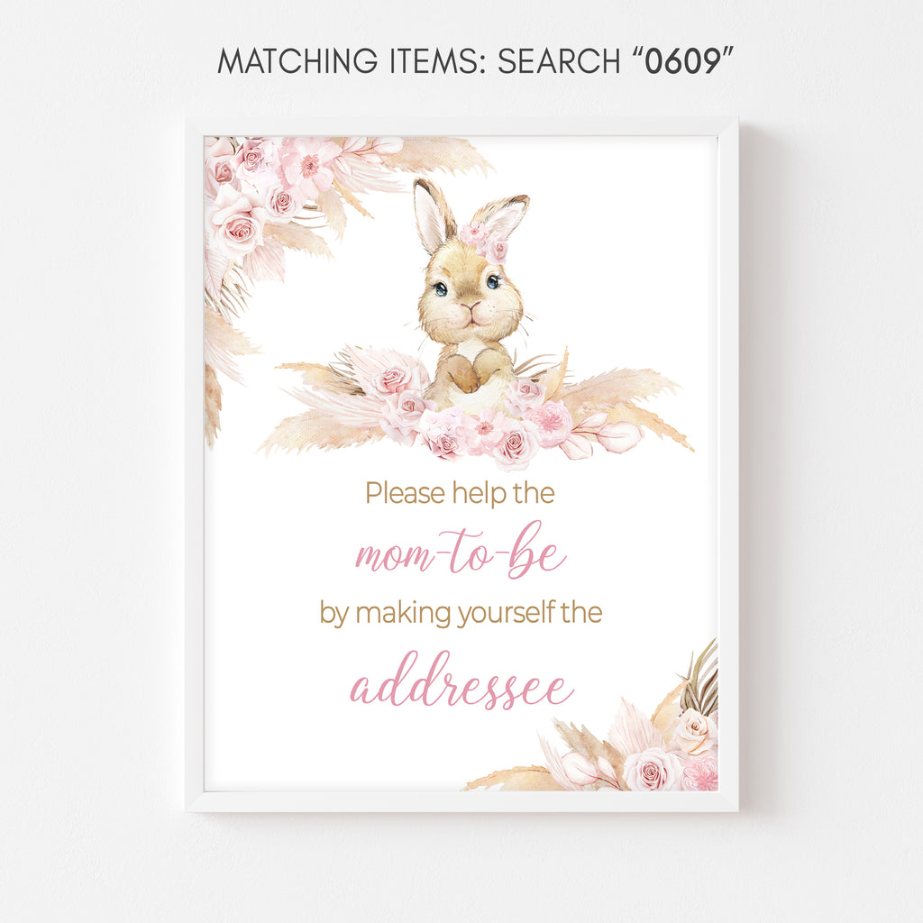 Girl Bunny Rabbit Baby Shower Envelope Station Sign