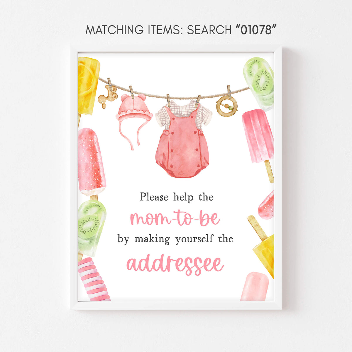 Girl Popsicle Baby Shower Envelope Station Sign – Cuddle Palette