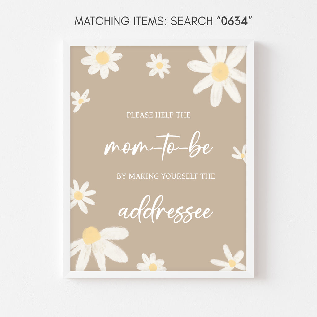 Floral Daisy Baby Shower Envelope Station Sign