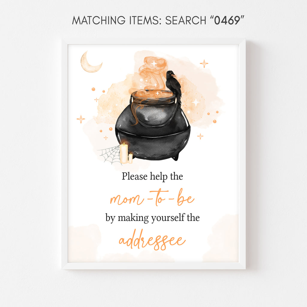 Envelope Station Halloween baby shower sign – witch cauldron theme gender neutral fall decor