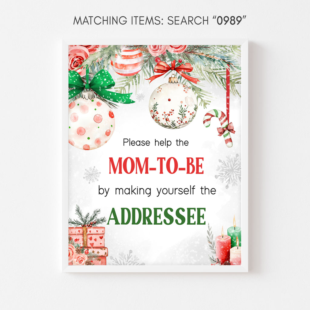 Christmas baby shower envelope station sign, rustic winter holiday printable sign for guests