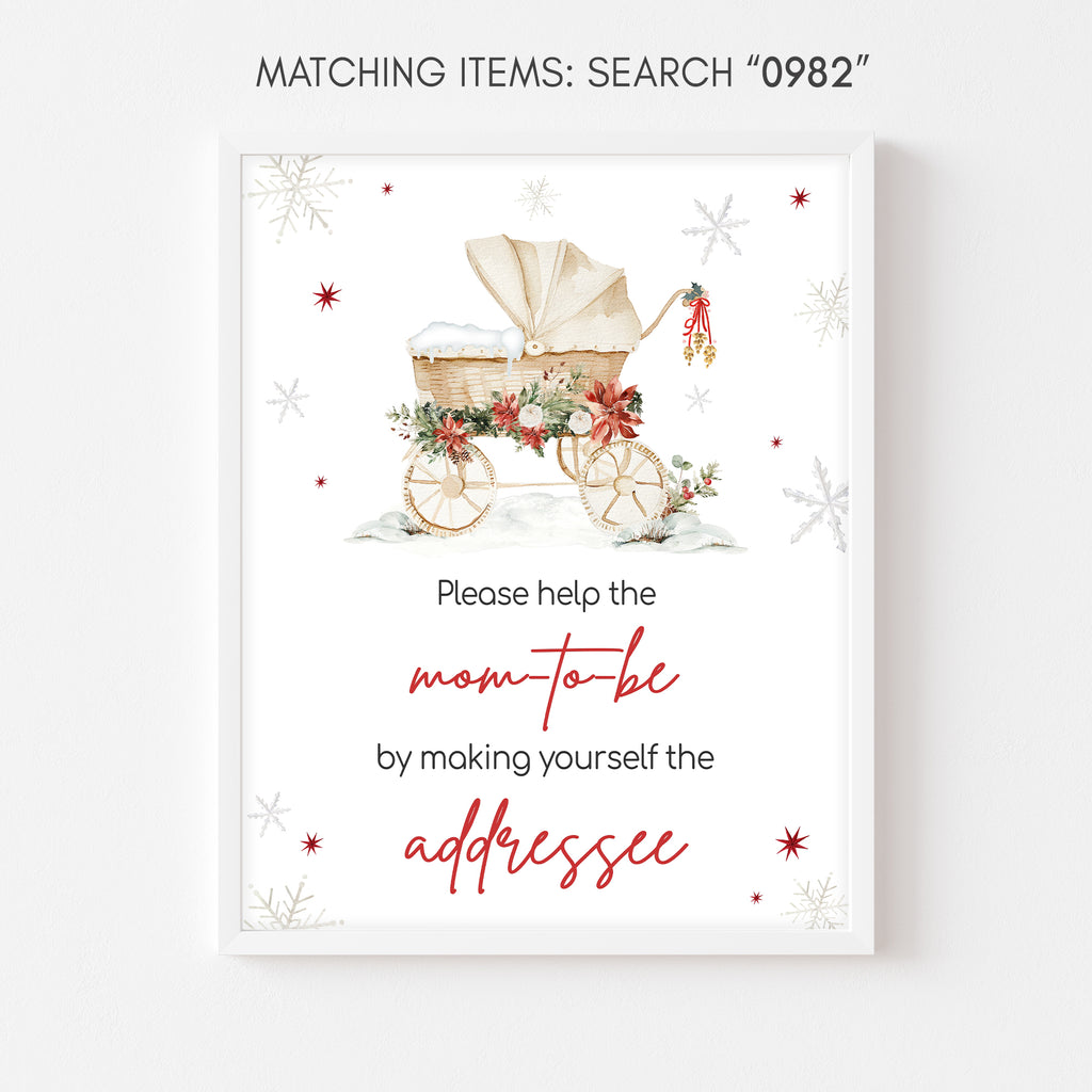 Printable Christmas baby shower envelope station sign, rustic winter festive baby shower