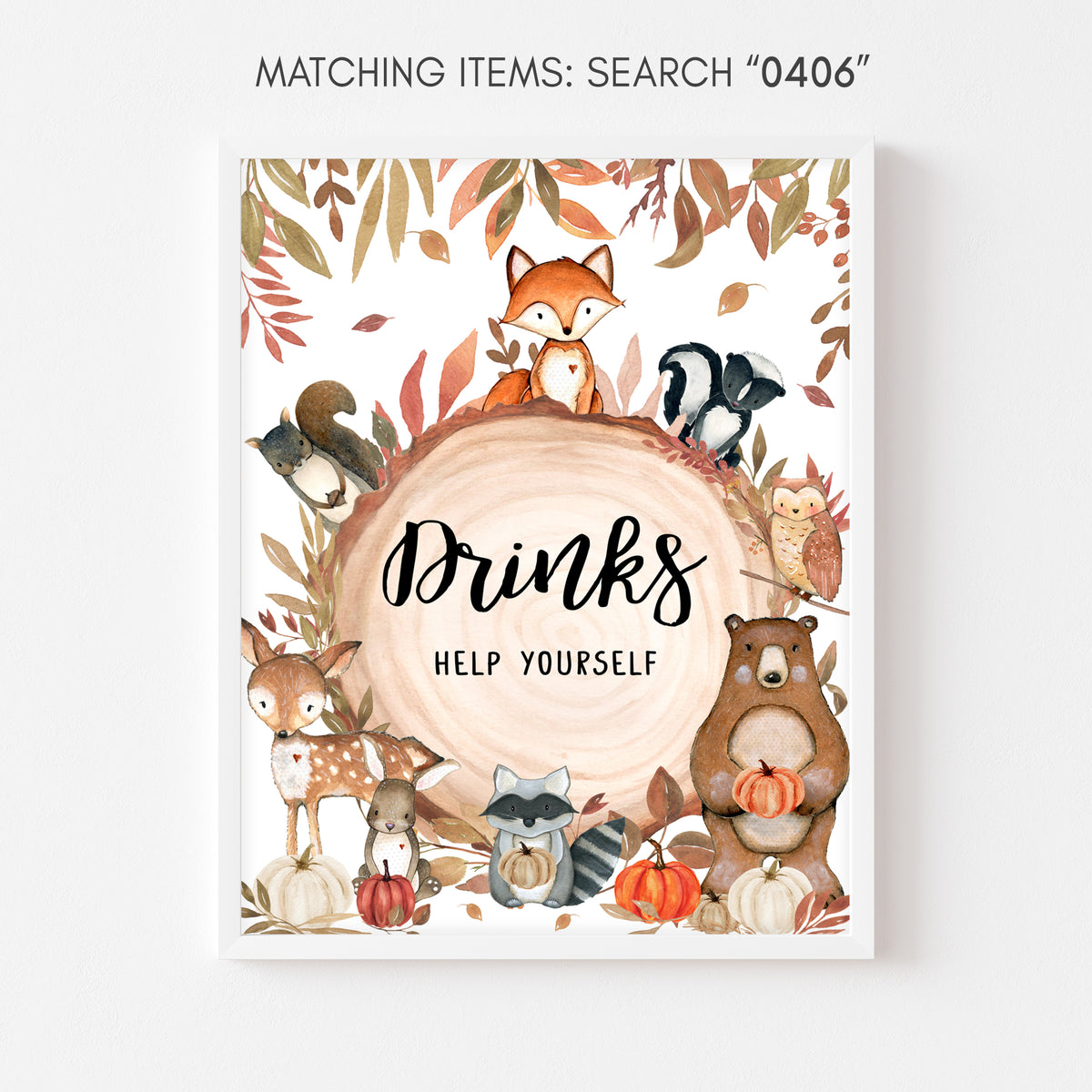 Fall Woodland Baby Shower Drinks Sign – Cuddle Palette