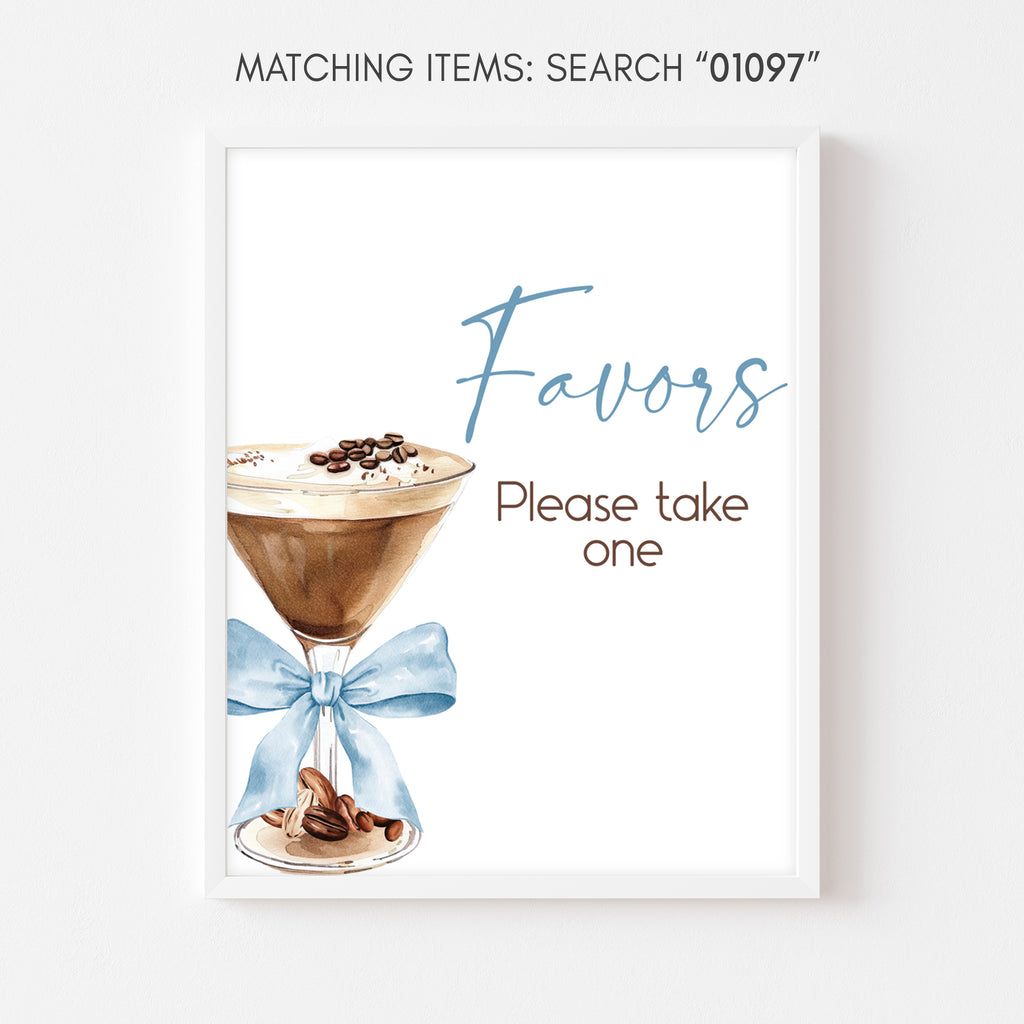 Tini one baby shower favors sign, espresso martini themed thank you table decor, coffee themed tini one boy baby shower favors printable sign 